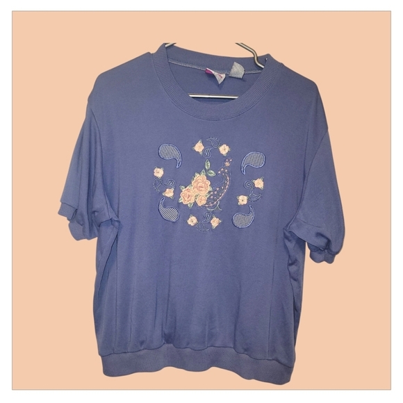 Tan Jay Tops - Vintage TanJay Embroidered Paisley Floral Sweatshirt 90s Womens XL